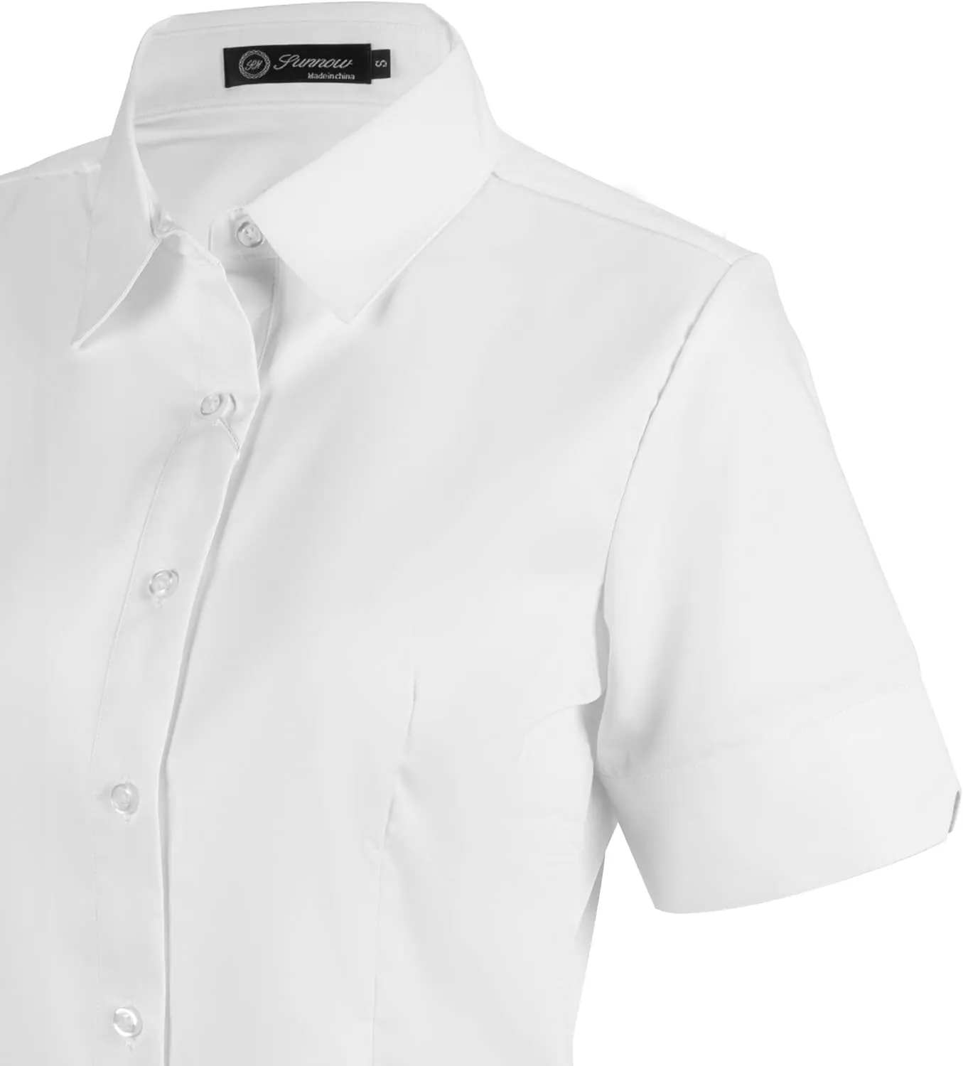SUNNOW Womens Button Down Shirts Tailored Short Sleeve Shirt Basic Simple Stretch Wrinkle Free Formal Work Blouses