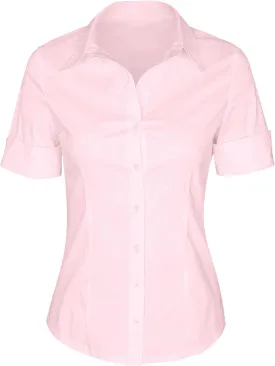 SUNNOW Womens Button Down Shirts Tailored Short Sleeve Shirt Basic Simple Stretch Wrinkle Free Formal Work Blouses