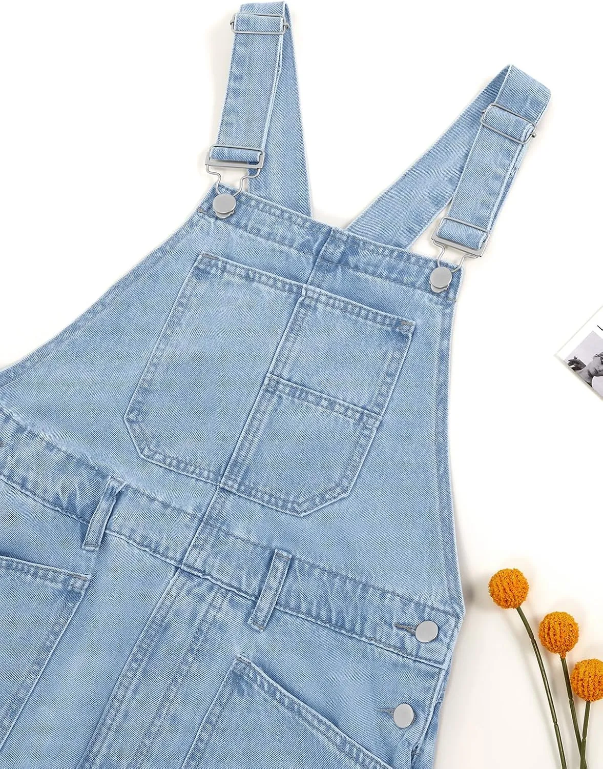 Tankaneo Womens Baggy Denim Overalls Patchwork Wide Leg Adjustable Strap Jumpsuits Casual Bib Cotton Barrel Jeans Outfits