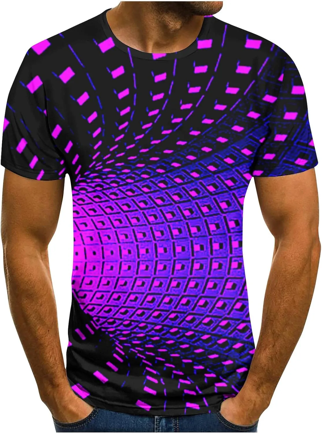 Unisex Fashion 3D Print T-Shirts Funny 3D Abstract Art Trippy Graphics Crewneck Short Sleeve Tops for Mens Womens