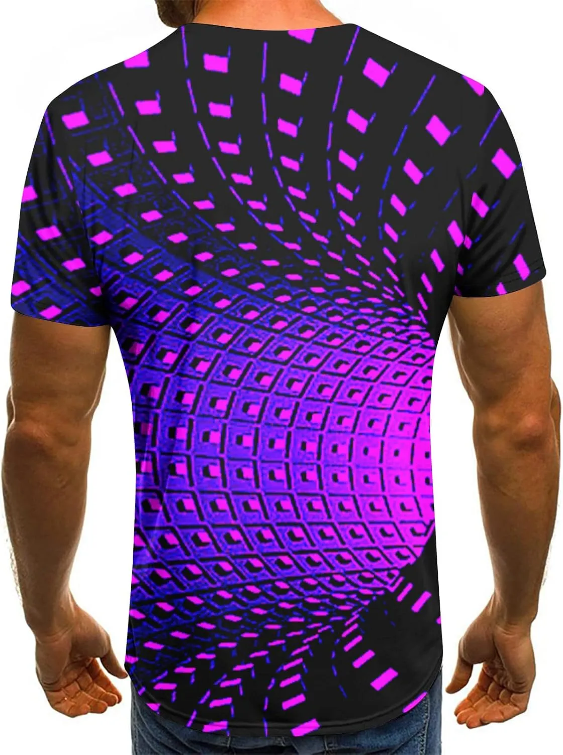 Unisex Fashion 3D Print T-Shirts Funny 3D Abstract Art Trippy Graphics Crewneck Short Sleeve Tops for Mens Womens