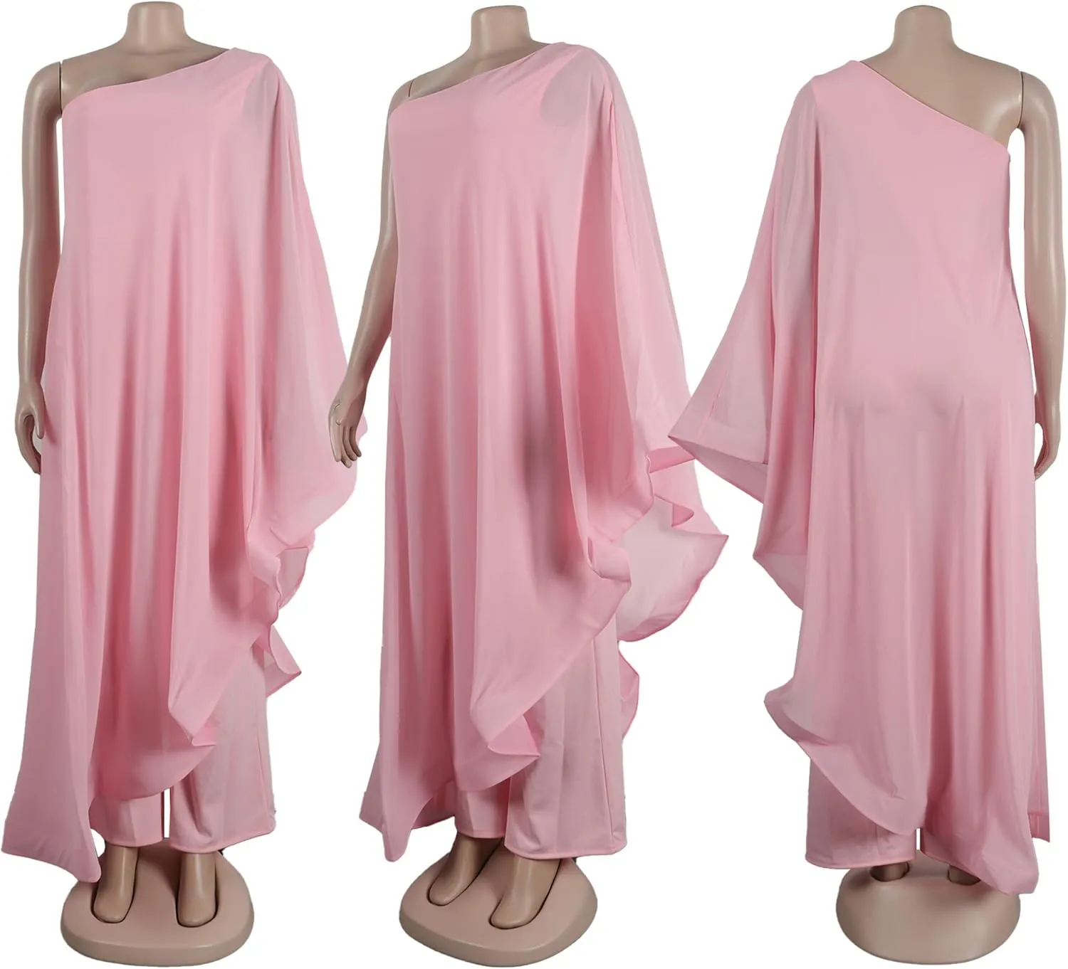 Vakkest Women's Sexy Formal Gown Dresses Off One Shoulder Sleeveless Jumpsuit Long Split Summer Party Wedding Gala Dress