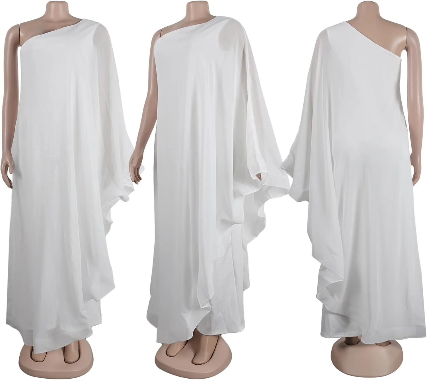 Vakkest Women's Sexy Formal Gown Dresses Off One Shoulder Sleeveless Jumpsuit Long Split Summer Party Wedding Gala Dress