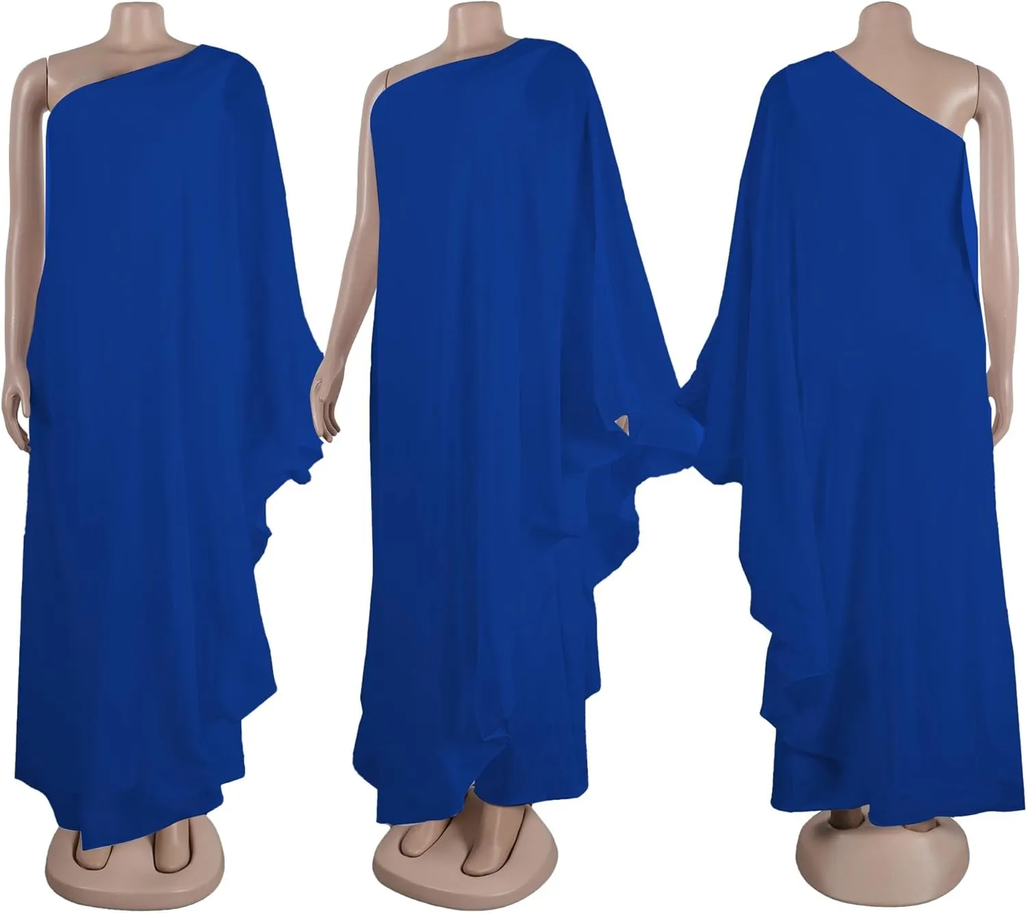 Vakkest Women's Sexy Formal Gown Dresses Off One Shoulder Sleeveless Jumpsuit Long Split Summer Party Wedding Gala Dress
