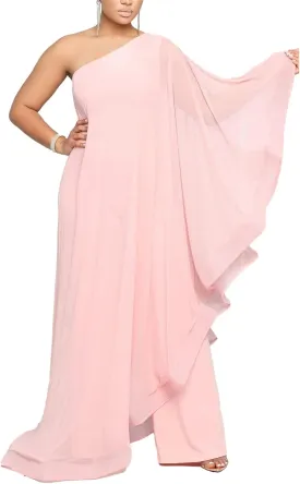 Vakkest Women's Sexy Formal Gown Dresses Off One Shoulder Sleeveless Jumpsuit Long Split Summer Party Wedding Gala Dress