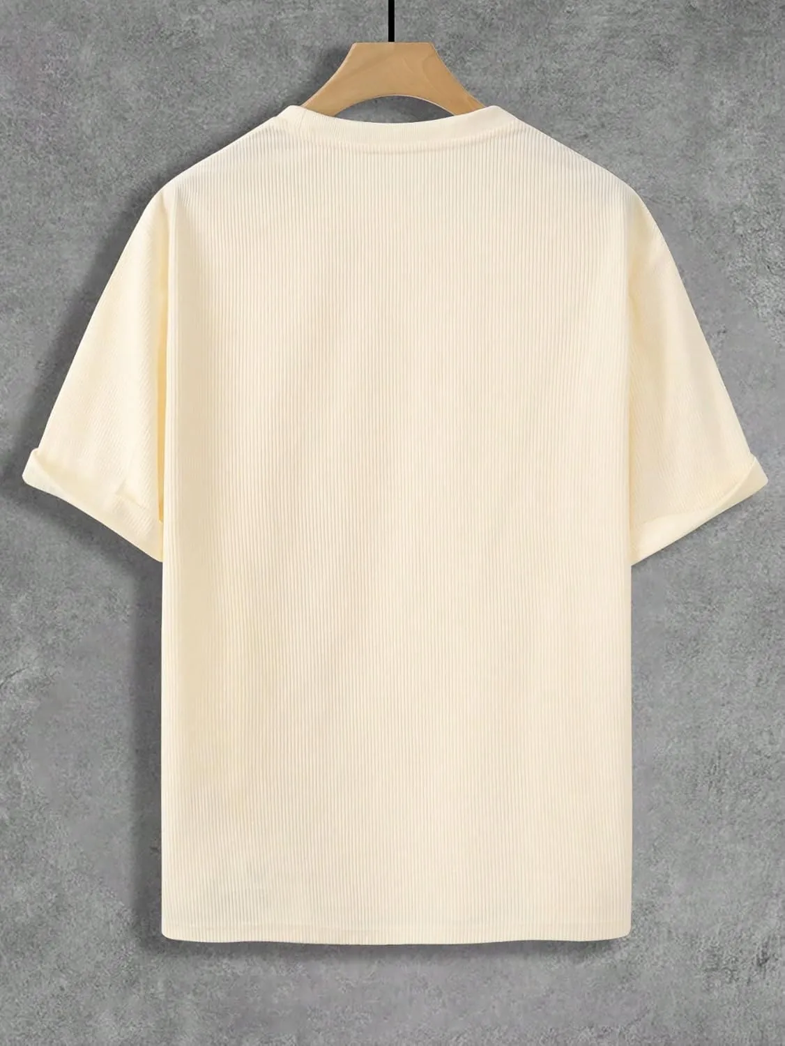Verdusa Men's Casual Oversized Shrit Drop Shoulder Round Neck Cropped Tops Half Sleeve T Shirts