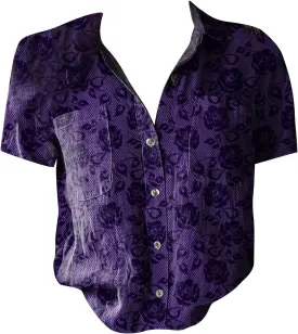 Vintage Boho Tops for Women Floral Print Gauze Shirt Casual Short Sleeve Button Up Blouses Ethnic Tshirts Tops