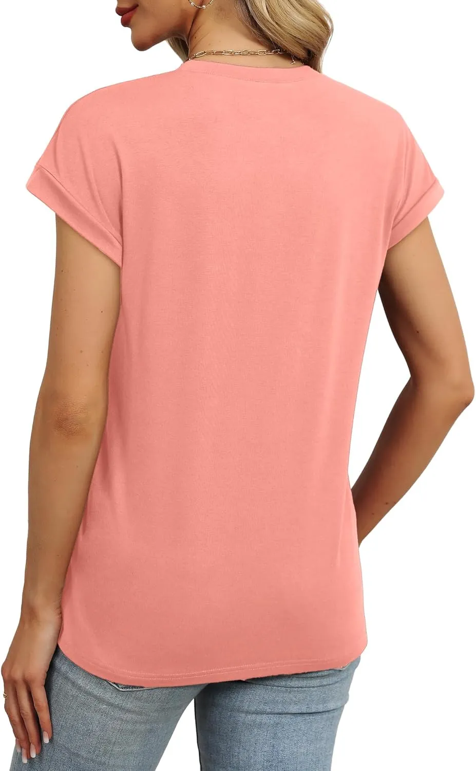 WEESO Womens Summer Tops Trendy 2025 Cap Sleeve T Shirts Crew Neck Pleated Front Clothes Fashion