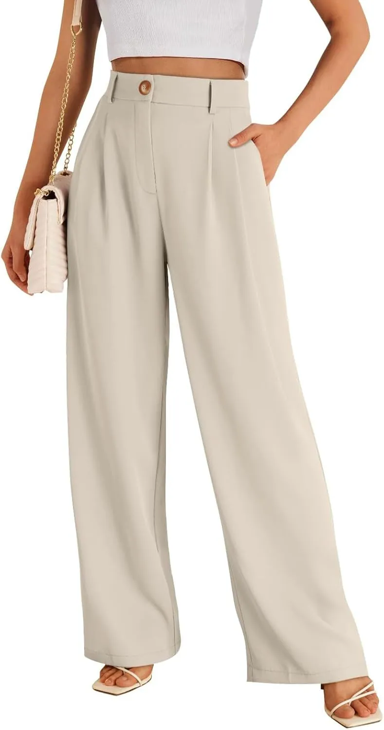 Wide Leg Dress Pants for Women Business Casual Work Trousers Long Straight Suit Pants High Waisted Slacks