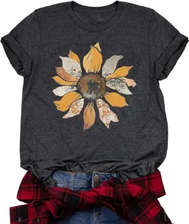 Women Boho Wildflowers Cottagecore Shirt Vintage Butterfly Floral Botanical Graphic Tees Garden Lover Tops