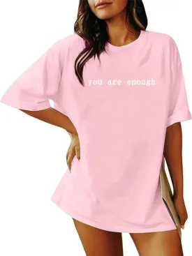 Women Letter Print Vintage Casual Crewneck T-Shirts Short Sleeve Comfy Oversized Shirts Graphic Tees Tops