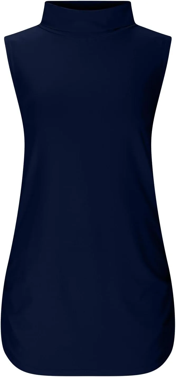 Women Mock Turtleneck Long Sleeve T Shirt Plus Size Sleeveless Tank Tops Basic Stretch Slim Fit Undershirts