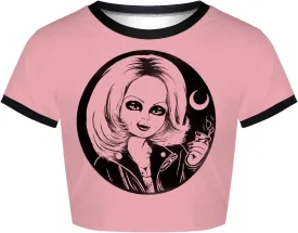 Womens Crop Tops Summer Casual Short Sleeve Goth Halloween Print Cropped T Shirts