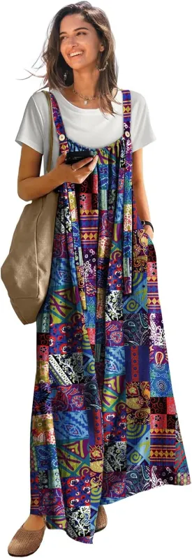YESNO Casual Wide Leg Jumpsuits for Women Boho Floral Pleated Overalls Rompers Summer Outfits with Pockets P0D