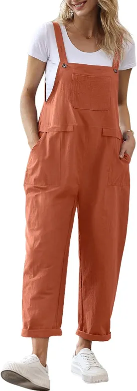 YESNO Women Long Casual Loose Bib Pants Overalls Baggy Rompers Jumpsuits with Pockets PV9