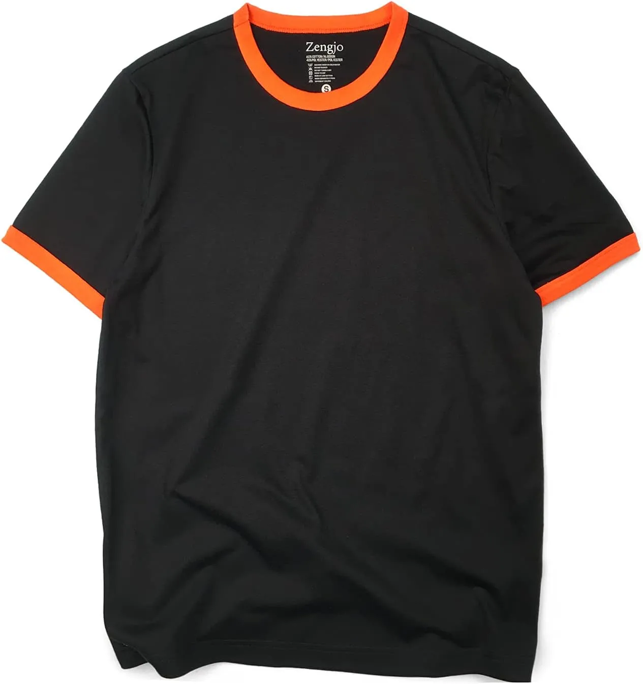 Zengjo Men's Ringer Tee Crewneck Athletic T Shirts Short Sleeve Sport Shirt for Men