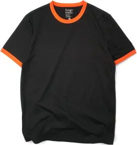 Zengjo Men's Ringer Tee Crewneck Athletic T Shirts Short Sleeve Sport Shirt for Men